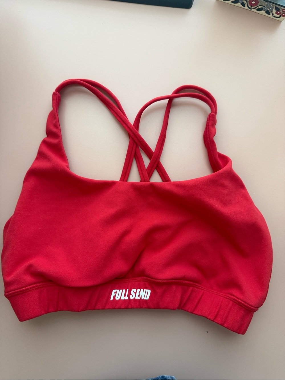 Red 'Full Send' Crisscross Sports Bra
